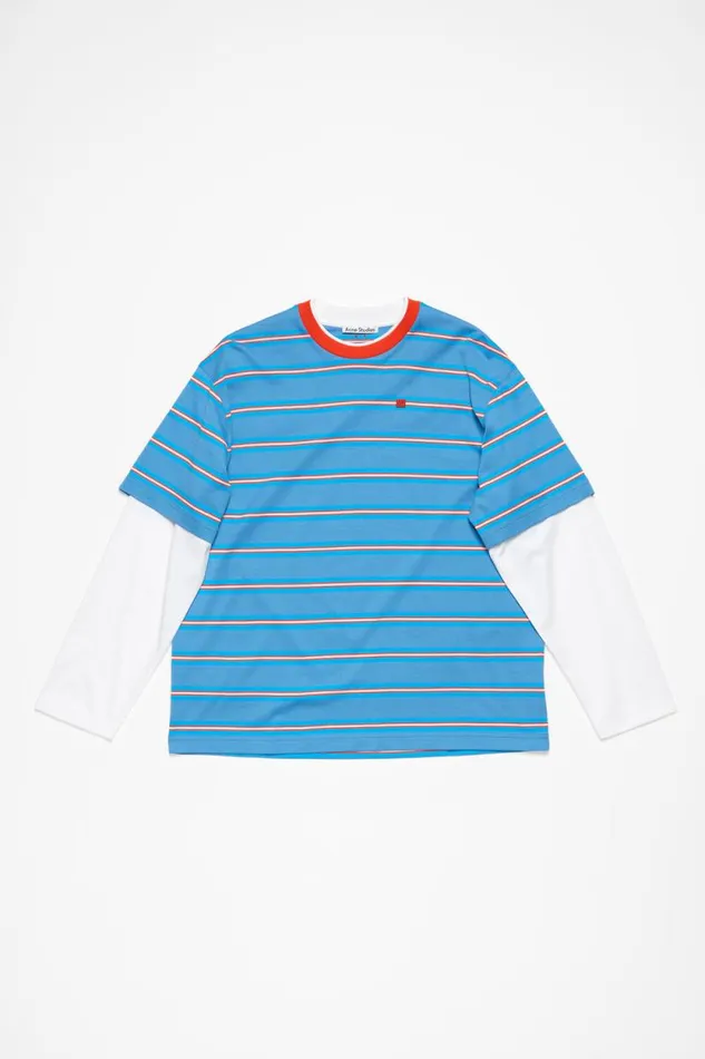 Acne Studios Layered Tshirt Sea Blue Women Tshirts Acne Studios Layered Tshirt Sea Blue Women Tshirts