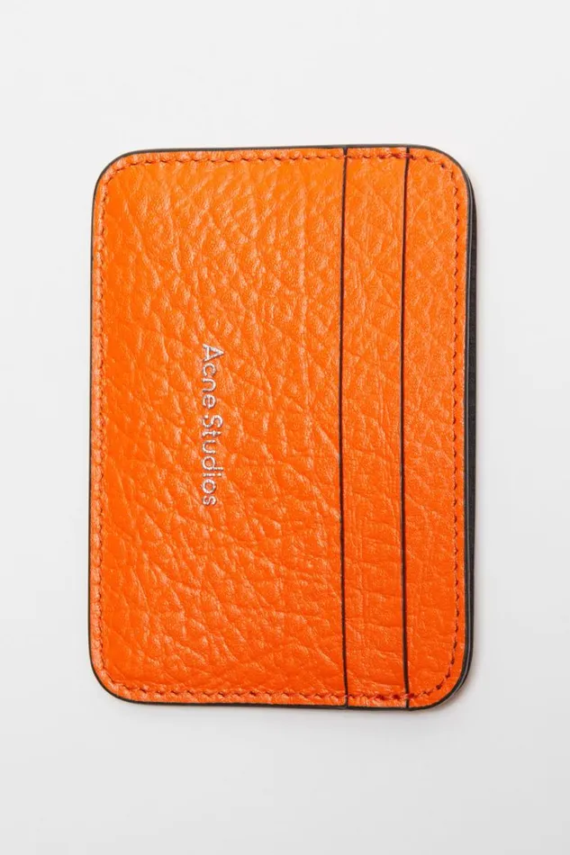 Acne Studios Leather Card Holder Bright Orange Women Small Leather Goods Acne Studios Leather Card Holder Bright Orange Women Small Leather Goods