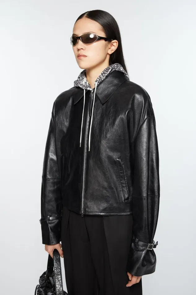 Acne Studios Leather Jacket Black Women Outerwear Acne Studios Leather Jacket Black Women Outerwear