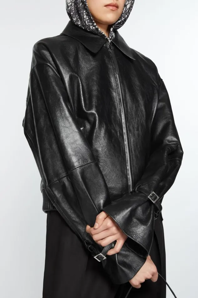 Acne Studios Leather Jacket Black Women Outerwear Acne Studios Leather Jacket Black Women Outerwear