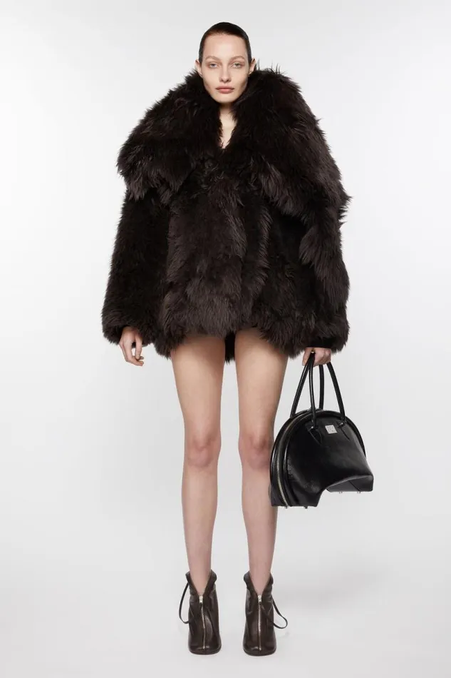 Acne Studios Leather Zip Heels Dark Brown Women Shoes