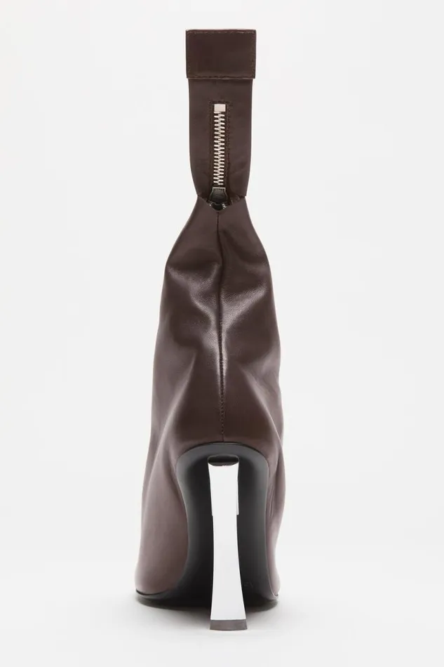 Acne Studios Leather Zip Heels Dark Brown Women Shoes