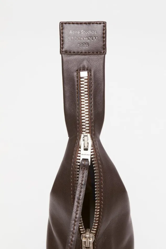 Acne Studios Leather Zip Heels Dark Brown Women Shoes