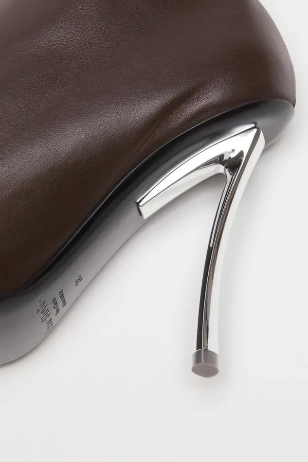 Acne Studios Leather Zip Heels Dark Brown Women Shoes