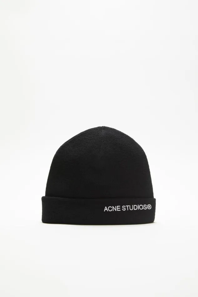 Acne Studios Logo Beanie Black Men Hats