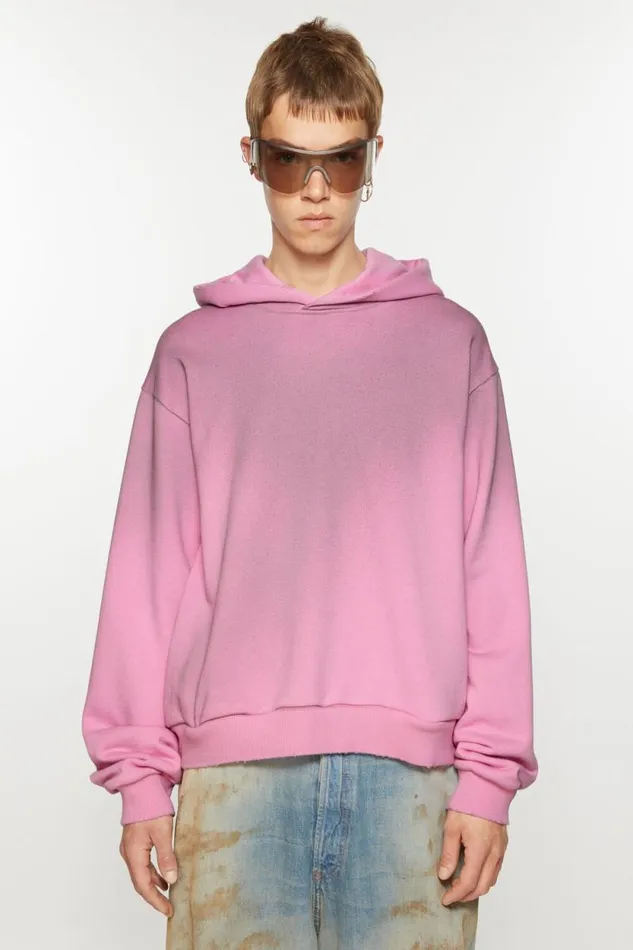Acne Studios Logo Hooded Sweater Cotton Candy Pink Men Sweatshirts