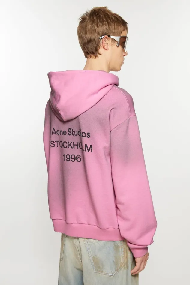 Acne Studios Logo Hooded Sweater Cotton Candy Pink Men Sweatshirts Acne Studios Logo Hooded Sweater Cotton Candy Pink Men Sweatshirts