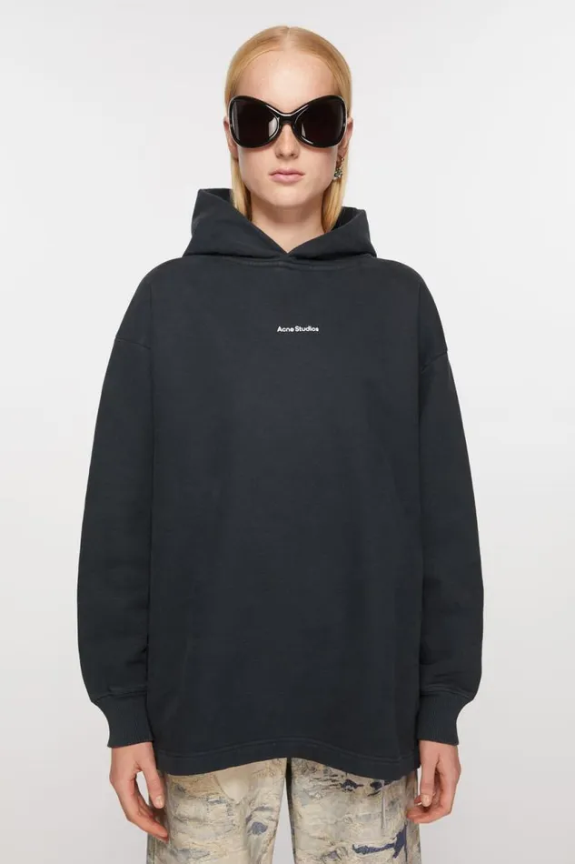 Acne Studios Logo Hooded Sweatshirt Black Women Sweatshirts