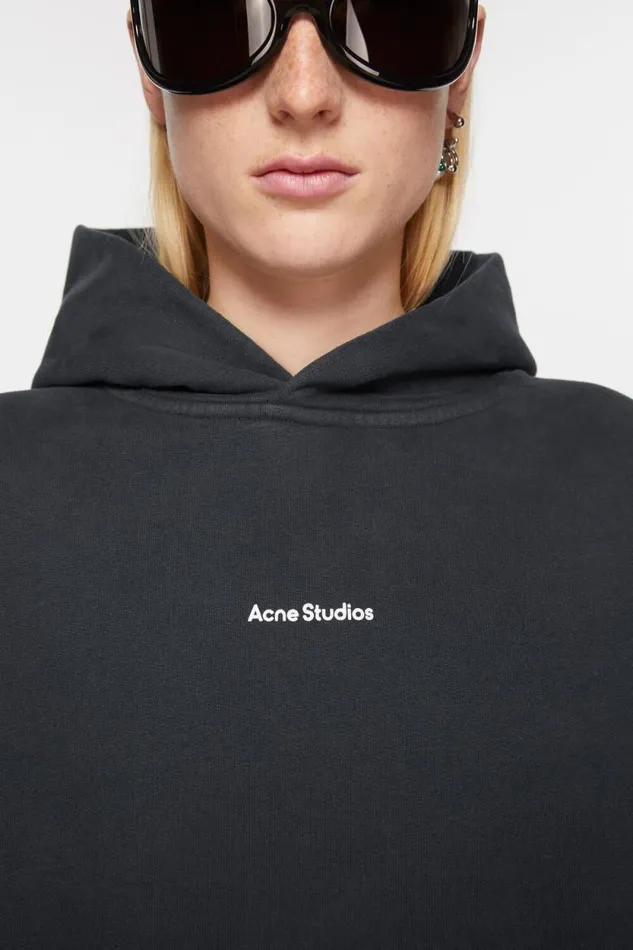 Acne Studios Logo Hooded Sweatshirt Black Women Sweatshirts Acne Studios Logo Hooded Sweatshirt Black Women Sweatshirts