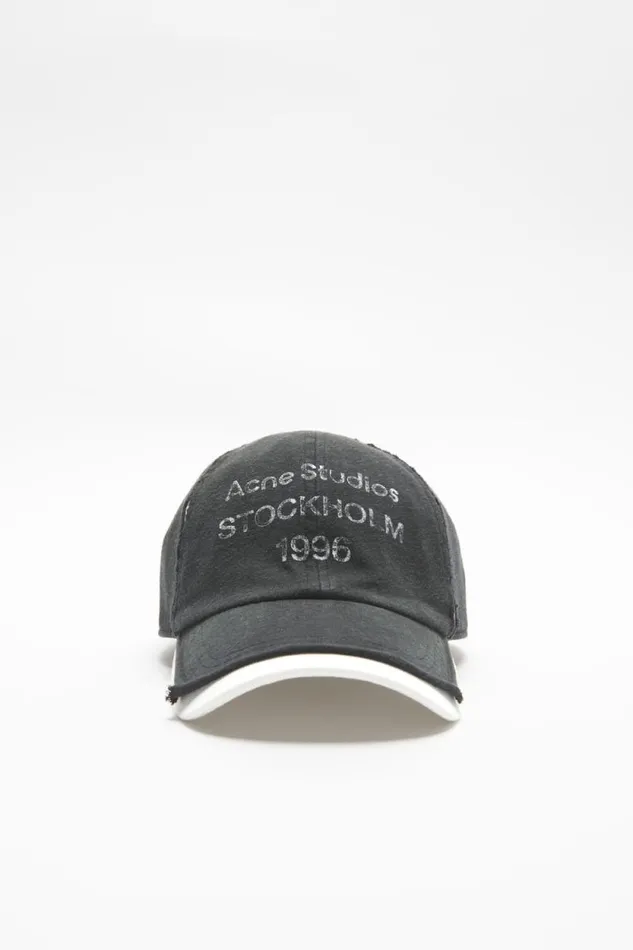 Acne Studios Logo Stamp Cap Black Women Hats