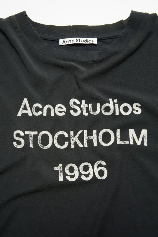 Acne Studios Logo Tshirt 8211 Relaxed Fit Faded Black Women Tshirts Acne Studios Logo Tshirt 8211 Relaxed Fit Faded Black Women Tshirts