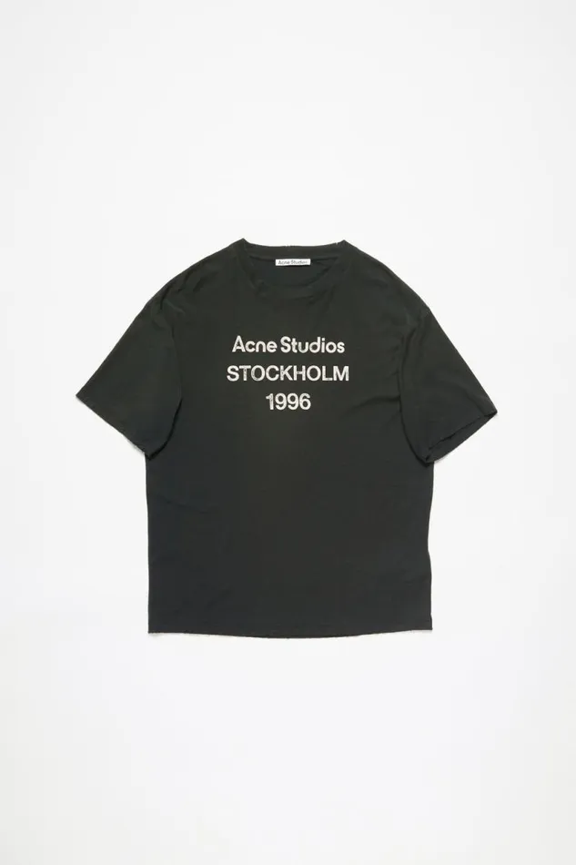 Acne Studios Logo Tshirt 8211 Relaxed Fit Faded Black Women Tshirts Acne Studios Logo Tshirt 8211 Relaxed Fit Faded Black Women Tshirts