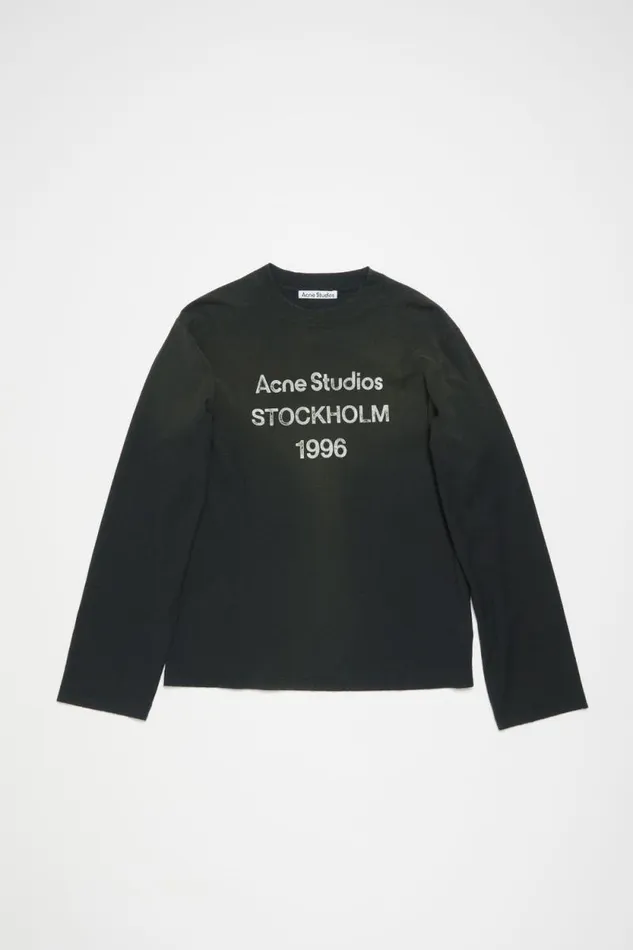 Acne Studios Logo Tshirt 8211 Relaxed Fit Faded Black Women Tshirts Acne Studios Logo Tshirt 8211 Relaxed Fit Faded Black Women Tshirts