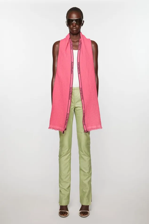 Acne Studios Logo Tape Scarf Pink Men Scarves