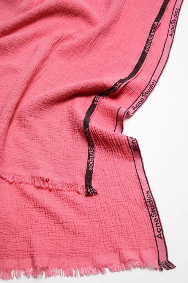 Acne Studios Logo Tape Scarf Pink Men Scarves