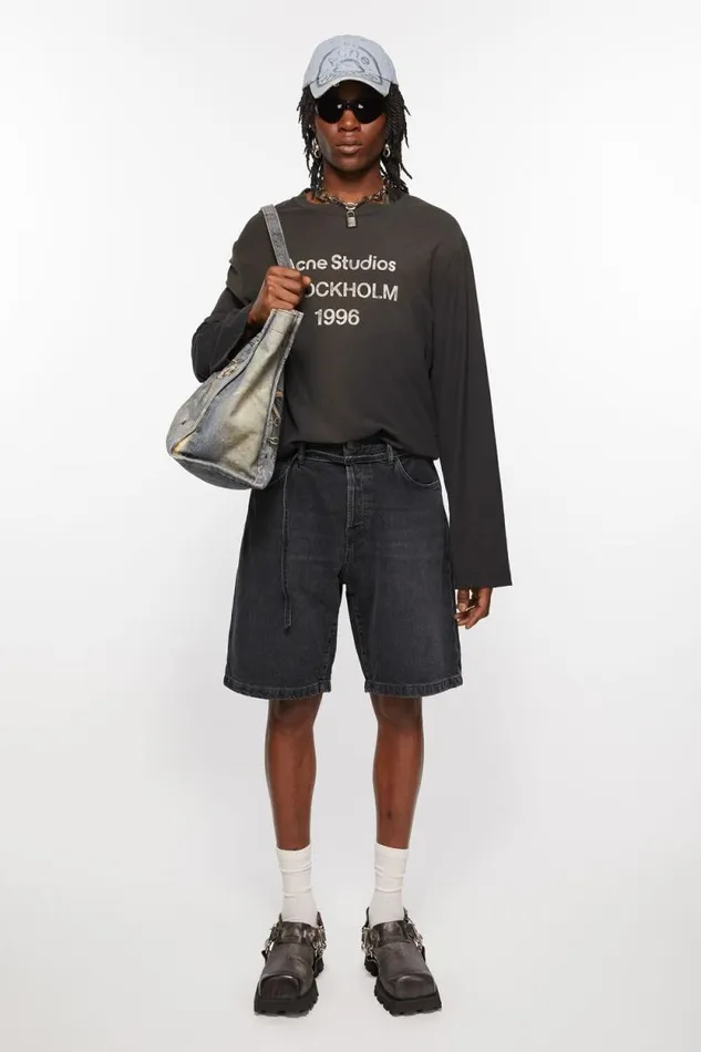 Acne Studios Loose Fit Denim Shorts Black Men Shorts