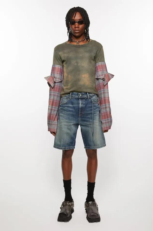 Acne Studios Loose Fit Denim Shorts Mid Blue Men Shorts