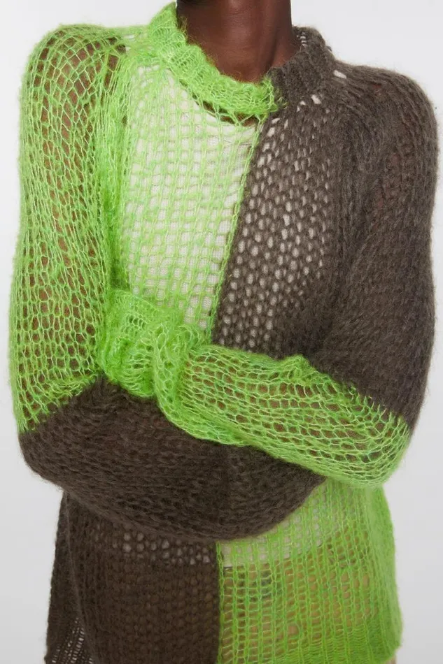 Acne Studios Loose Knit Mohair Jumper Greenkhaki Women Knitwear