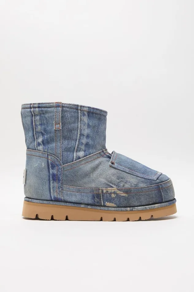 Acne Studios Low Boots Printed Leather Multi Blue Men Shoes