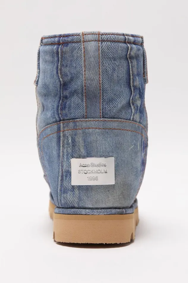 Acne Studios Low Boots Printed Leather Multi Blue Men Shoes