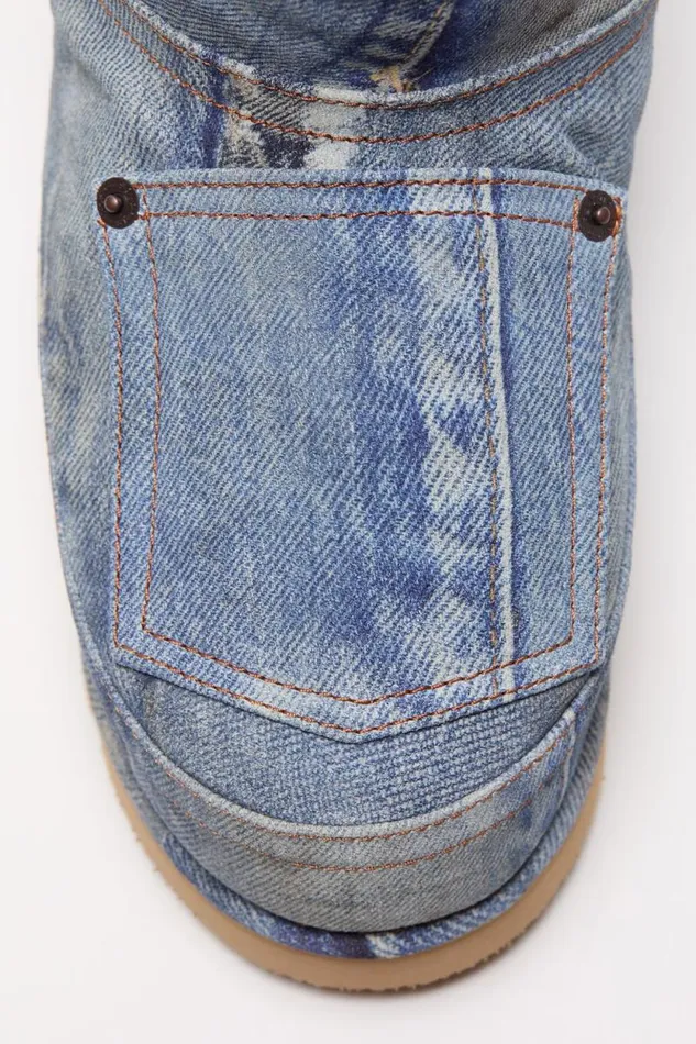 Acne Studios Low Boots Printed Leather Multi Blue Men Shoes