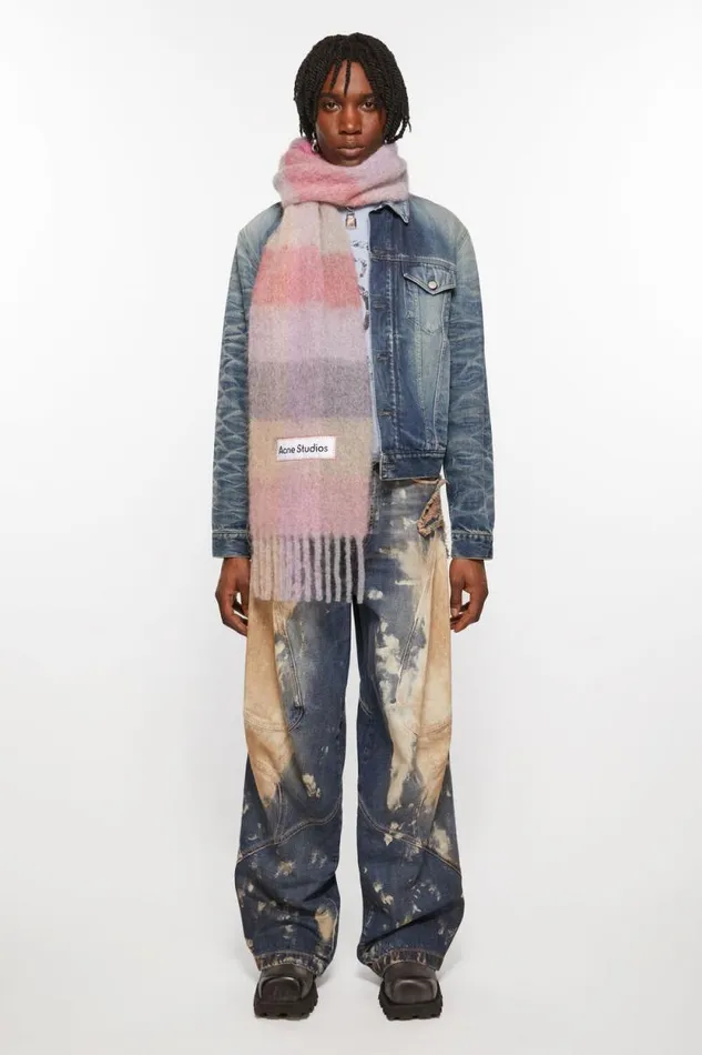 Acne Studios Mohair Checked Scarf Fuchsialilacpink Women Scarves