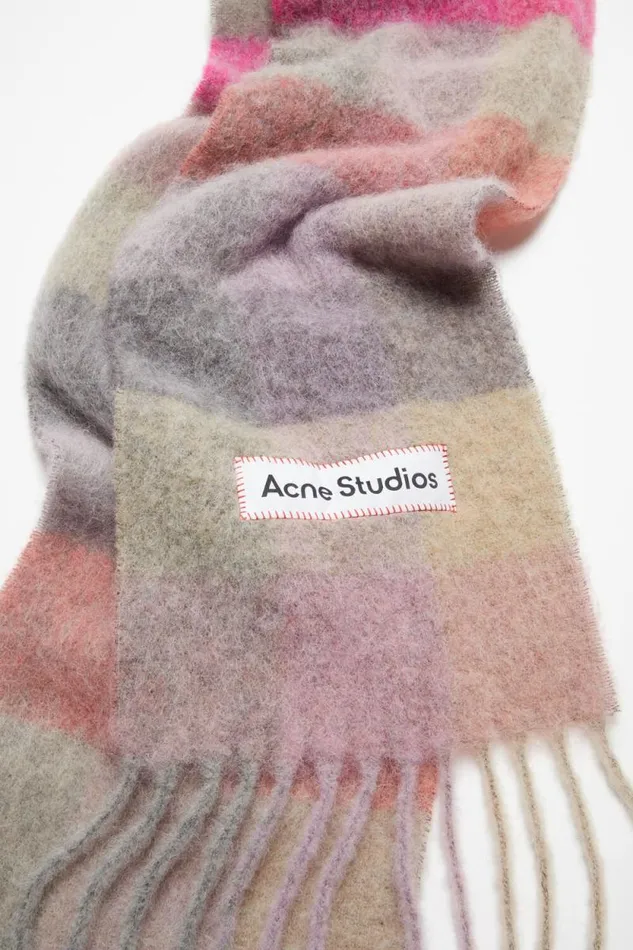 Acne Studios Mohair Checked Scarf Fuchsialilacpink Women Scarves