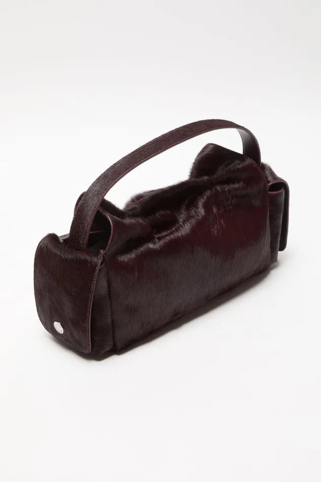 Acne Studios Multipocket Furry Leather Bag Dark Burgundy Men Bags