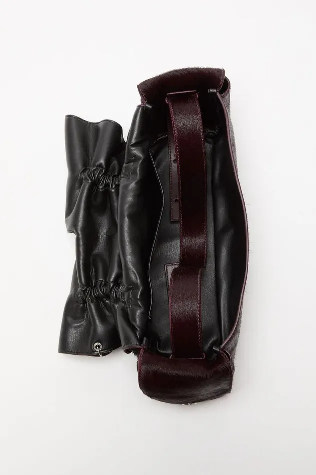 Acne Studios Multipocket Furry Leather Bag Dark Burgundy Men Bags