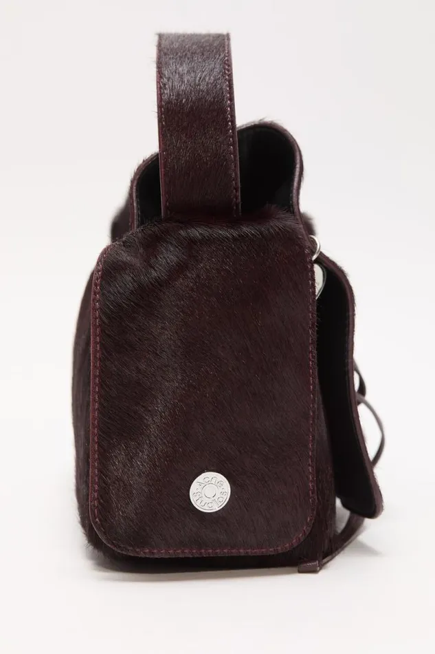 Acne Studios Multipocket Furry Leather Bag Dark Burgundy Men Bags