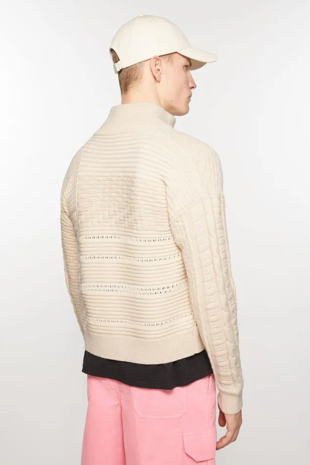 Acne Studios Patchwork Knit Cardigan Oatmeal Melange Men Knitwear