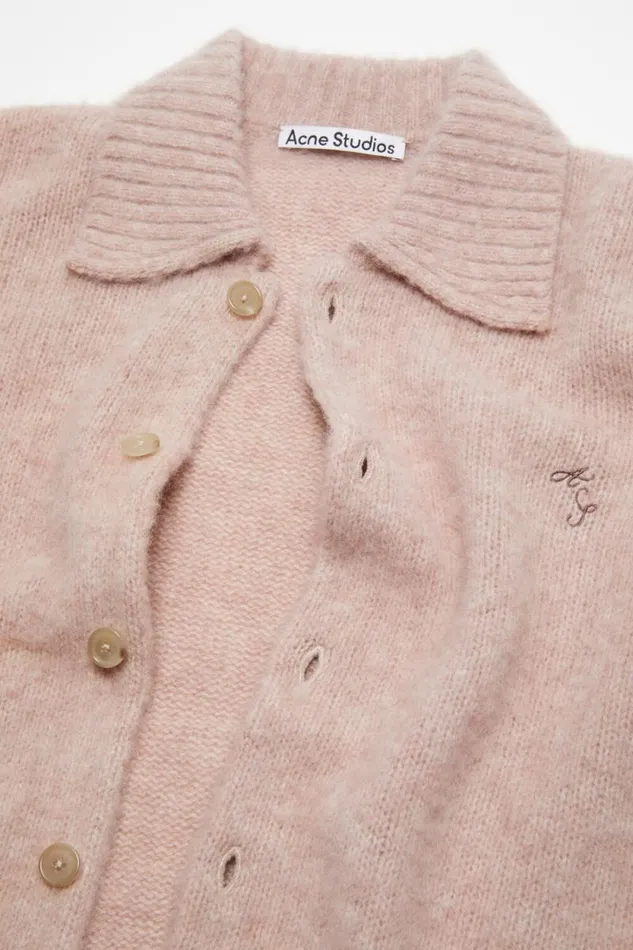 Acne Studios Polo Wool Cardigan Pink Melange Men Knitwear Acne Studios Polo Wool Cardigan Pink Melange Men Knitwear