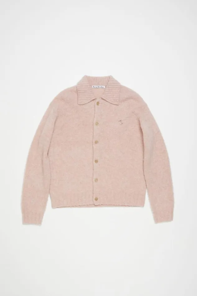 Acne Studios Polo Wool Cardigan Pink Melange Men Knitwear Acne Studios Polo Wool Cardigan Pink Melange Men Knitwear