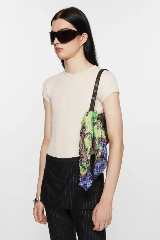 Acne Studios Print Silk Scarf Greenblue Men Scarves Acne Studios Print Silk Scarf Greenblue Men Scarves