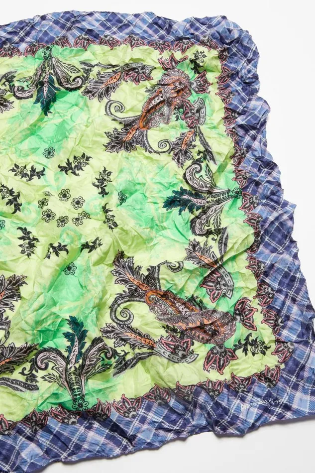 Acne Studios Print Silk Scarf Greenblue Men Scarves Acne Studios Print Silk Scarf Greenblue Men Scarves