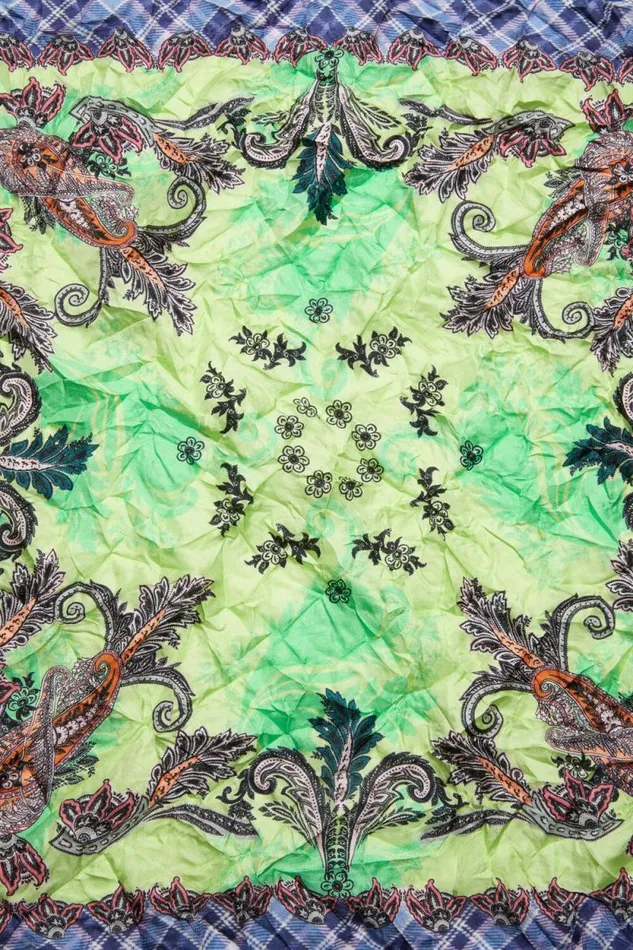 Acne Studios Print Silk Scarf Greenblue Men Scarves Acne Studios Print Silk Scarf Greenblue Men Scarves