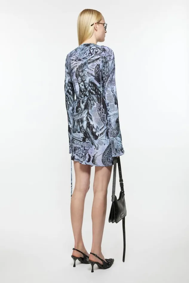 Acne Studios Printed Wrap Dress Multi Grey Women Dresses Acne Studios Printed Wrap Dress Multi Grey Women Dresses