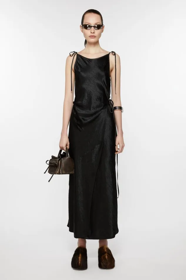 Acne Studios Satin Dress Black Women Dresses