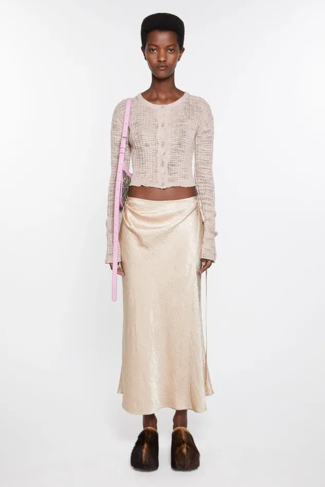 Acne Studios Satin Wrap Skirt Shell Beige Women Skirts