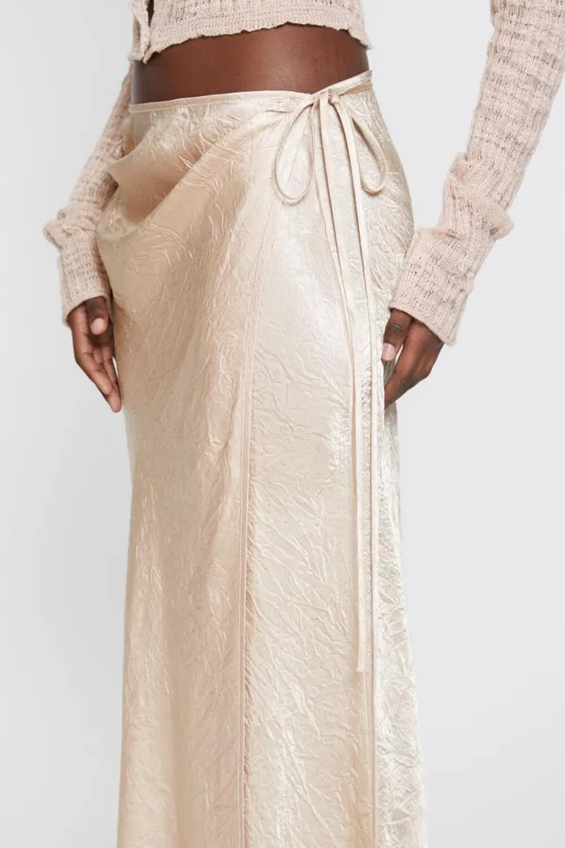 Acne Studios Satin Wrap Skirt Shell Beige Women Skirts Acne Studios Satin Wrap Skirt Shell Beige Women Skirts