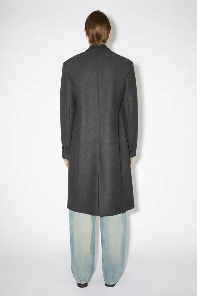 Acne Studios Singlebreasted Wool Blend Coat Dark Grey Melange Men Outerwear