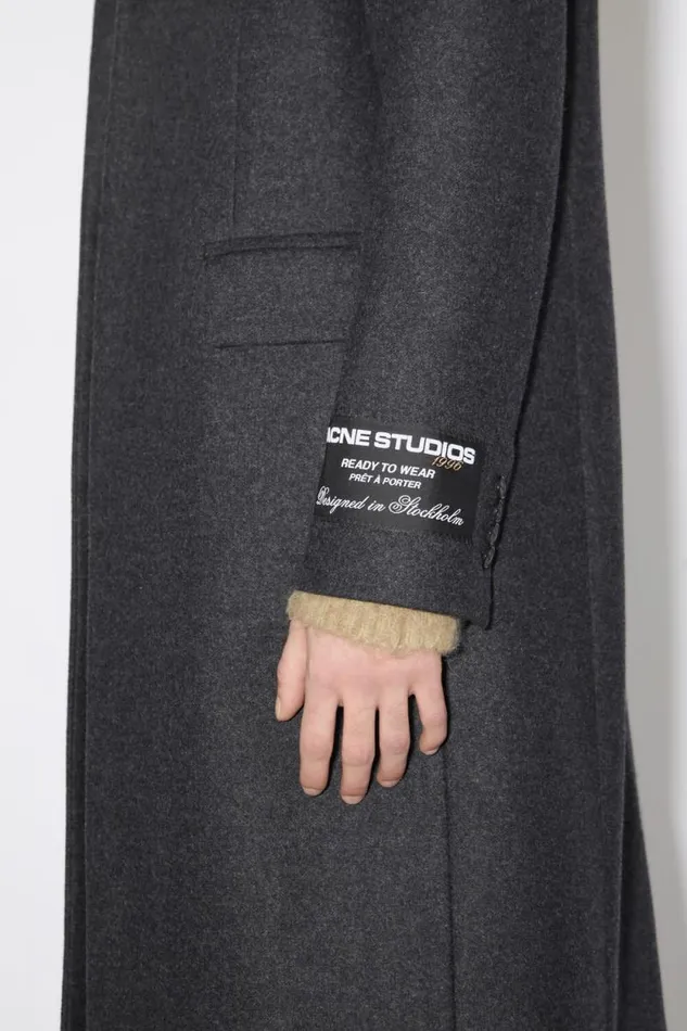 Acne Studios Singlebreasted Wool Blend Coat Dark Grey Melange Men Outerwear