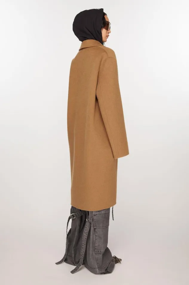 Acne Studios Singlebreasted Wool Coat Camel Beige Women Outerwear