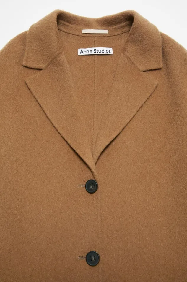 Acne Studios Singlebreasted Wool Coat Camel Beige Women Outerwear
