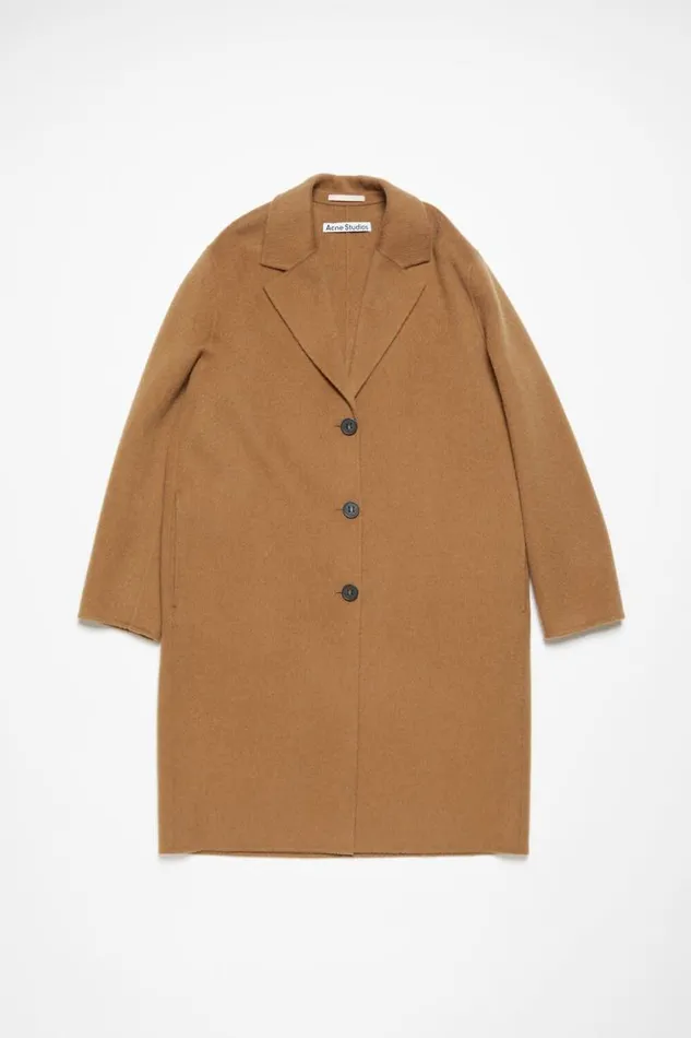 Acne Studios Singlebreasted Wool Coat Camel Beige Women Outerwear