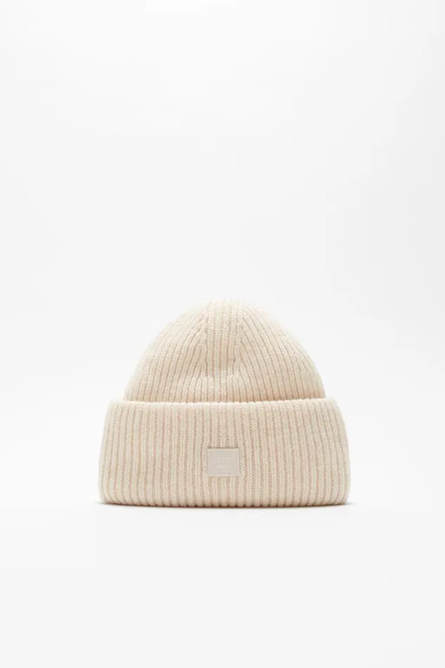 Acne Studios Small Face Logo Beanie Oatmeal Melange Men Face Collection