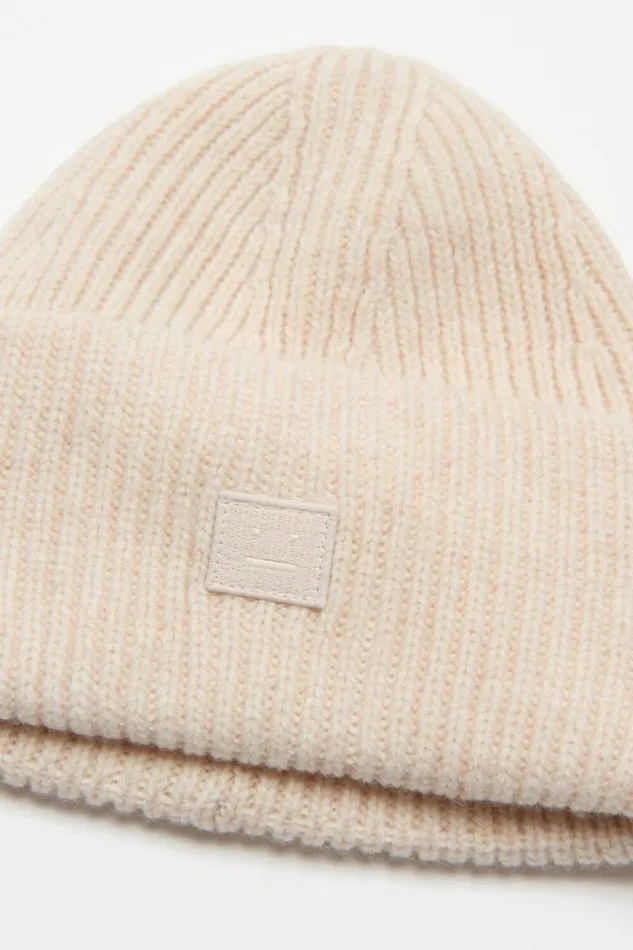 Acne Studios Small Face Logo Beanie Oatmeal Melange Men Face Collection Acne Studios Small Face Logo Beanie Oatmeal Melange Men Face Collection