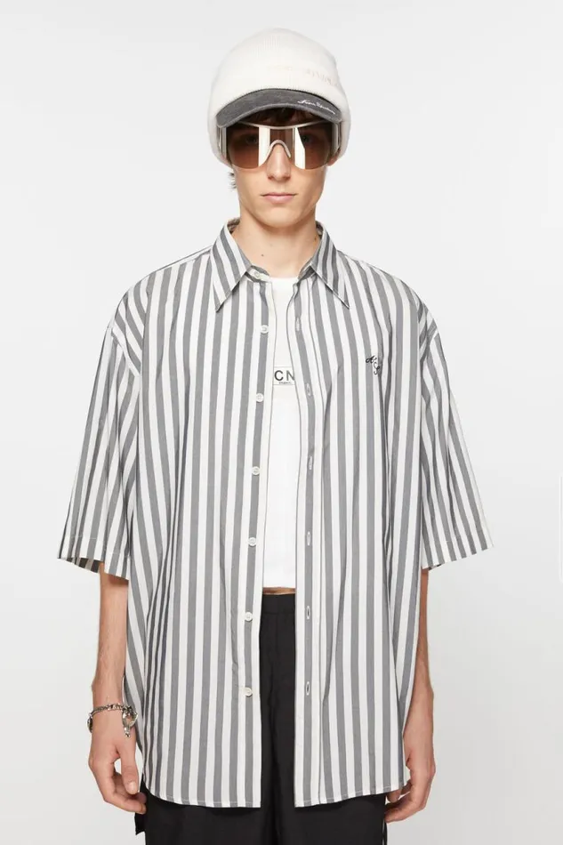 Acne Studios Stripe Buttonup Shirt Blackwhite Men Shirts