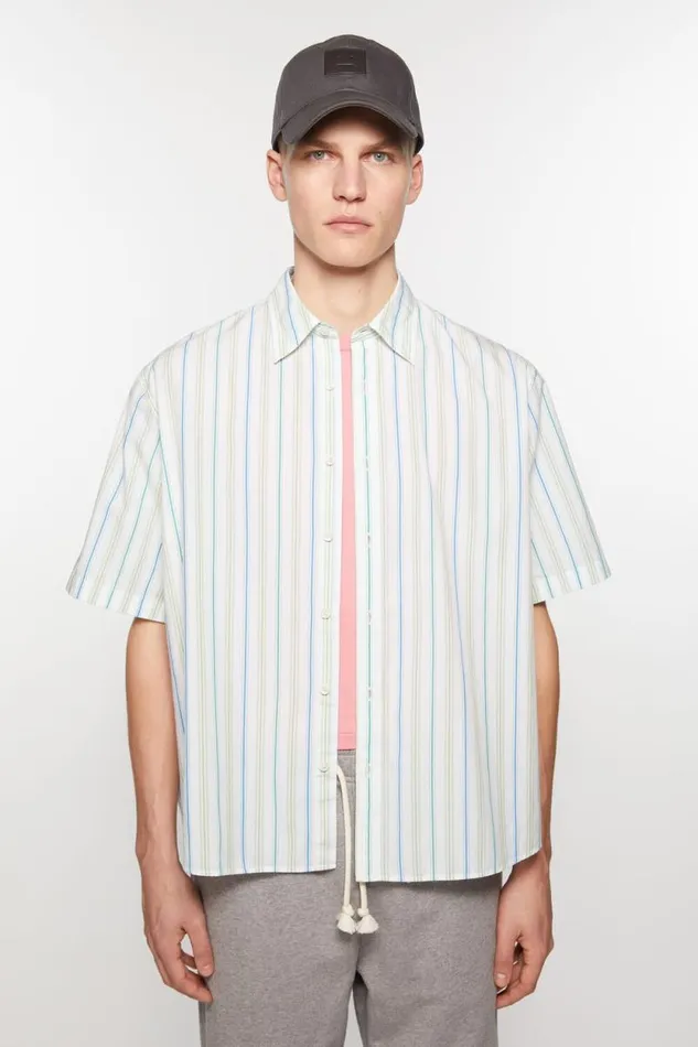 Acne Studios Stripe Buttonup Shirt Bluegreen Women Shirts and Blouses