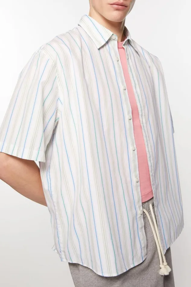 Acne Studios Stripe Buttonup Shirt Bluegreen Women Shirts and Blouses